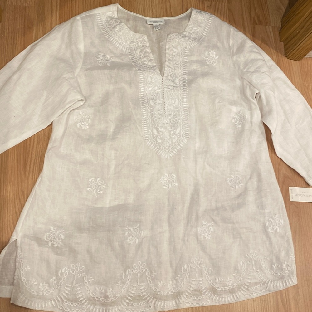 New Chapter club linen white top 1 X (14-16)